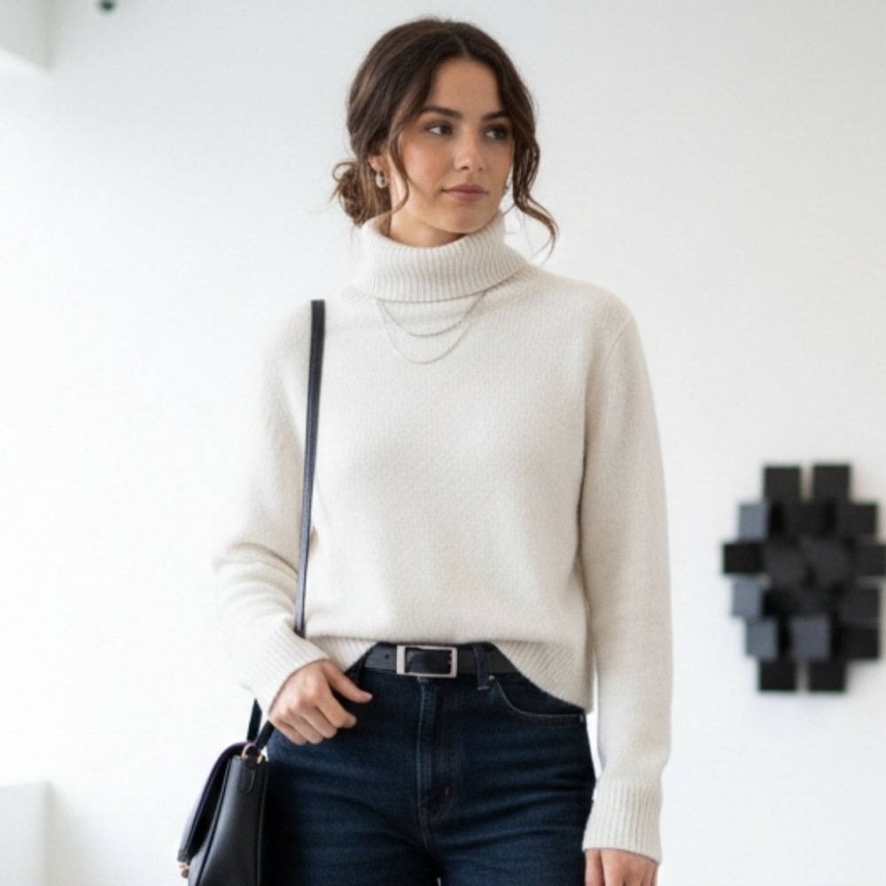 Wilfred Cashmere Knit Turtleneck Size XS Quiet Luxury Contemporary Minimalist